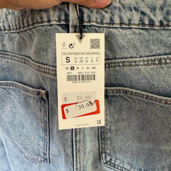 Zara Denim Skirt womens small distressed acid wash jeans - Picture 5 of 5